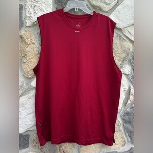 Vintage Nike Basketball Jersey Mens Size XL Red Center Swoosh Dri Fit Sleeveless